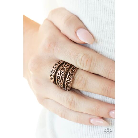 paparazzi Jewelry - Frilled To Be Here Copper Ring (99)